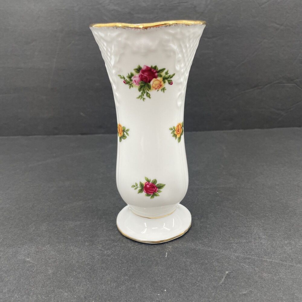 Royal Albert Old Country Roses Posy Vase 5-1/2” Floral Victorian England Vintage - Picture 3 of 13